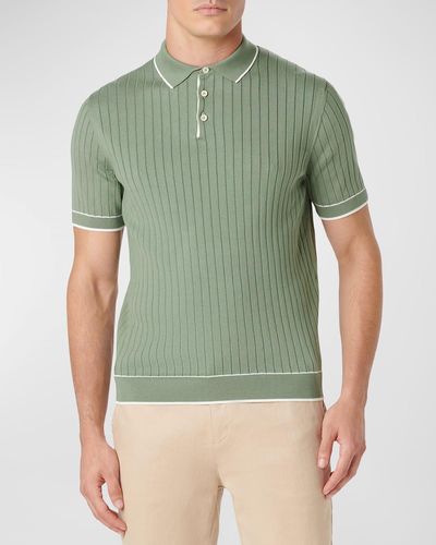Bugatchi Ribbed Polo Sweater - Green