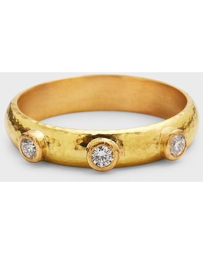 Elizabeth Locke 19k Yellow Gold 3-diamond Stack Ring, Size 6.5 - Metallic