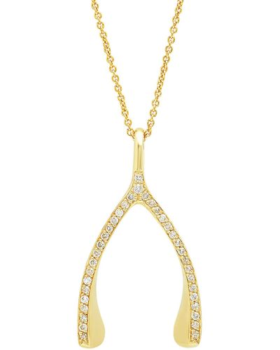 Jennifer Meyer 18k Yellow Gold Diamond Wishbone Necklace - Metallic