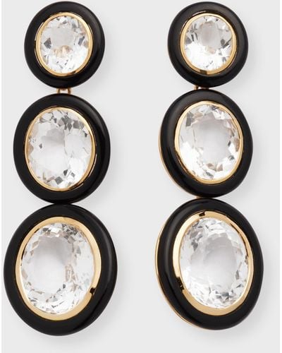 Goshwara Melange 3-tier Oval Earrings In 18k Gold With Rock Crystal & Onyx - Black