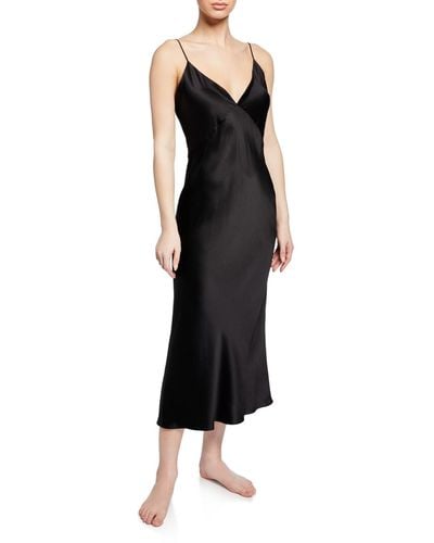 Olivia Von Halle Issa Long Silk Nightgown - Black