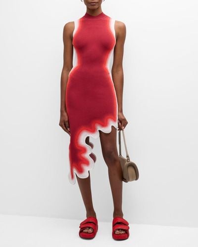 Ph5 Brooklyn Wavy Sleeveless Bodycon Midi Dress - Red
