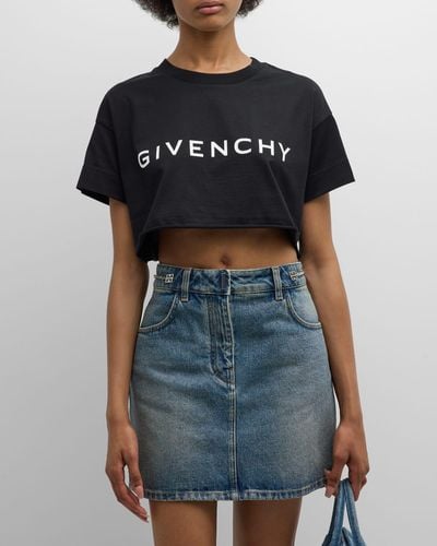 Givenchy Logo Short-Sleeve Crop T-Shirt - Black