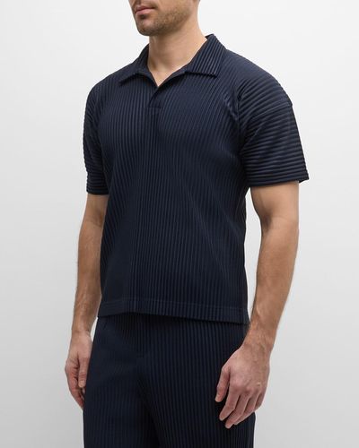 Homme Plissé Issey Miyake Pleated Polo Shirt - Blue