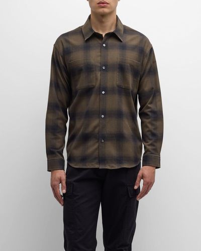 FRAME Plaid Flannel Button-Down Shirt - Black