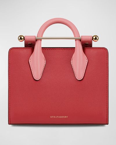Strathberry Nano Bicolor Leather Tote Bag - Red