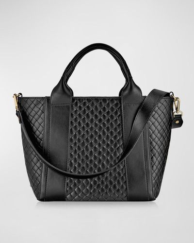 Gigi New York Harper Woven Leather Tote Bag - Black