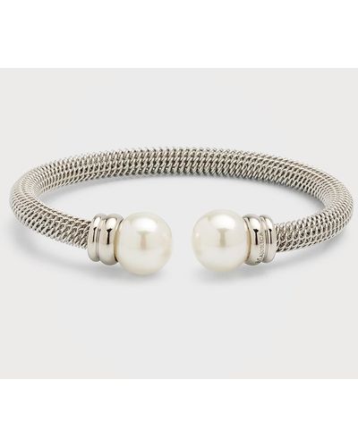 Majorica Tender Kissing Pearl Bracelet, Gray/white
