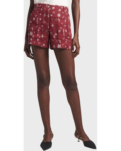 Giorgio Armani Floral Linen Shorts - Red