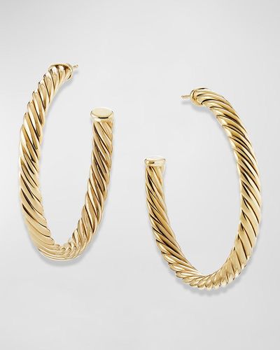 David Yurman Sculpted Cable Hoop Earrings In 18k Yellow Gold - Metallic
