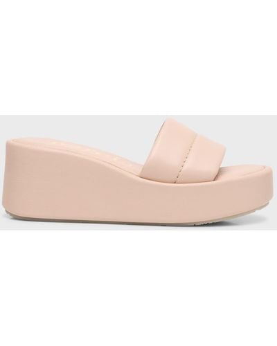 Pedro Garcia Valencia Leather Wedge Slide Sandals - Pink