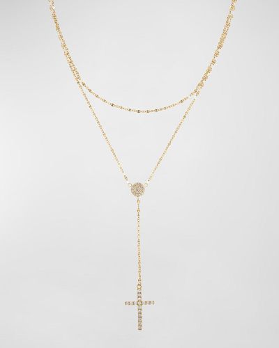 Lana Jewelry Diamond Cross Double Strand Lariat Necklace - White