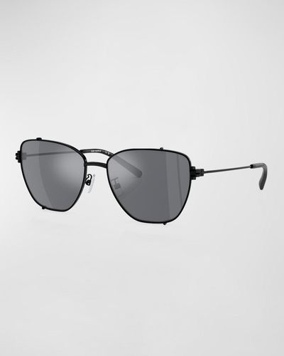 Tory Burch T-Monogram Metal Cat-Eye Sunglasses - Metallic