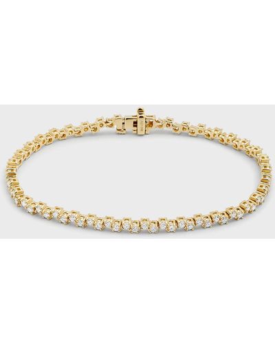 Neiman Marcus 18k Yellow Gold 4-prong Round Diamond Zigzag Bracelet - White