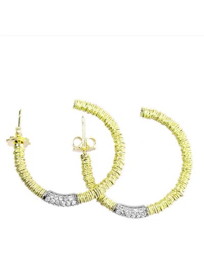 ’ROBERTO DEMEGLIO Joy 18k Gold Hoop Earrings W/ Diamond Tube - Metallic