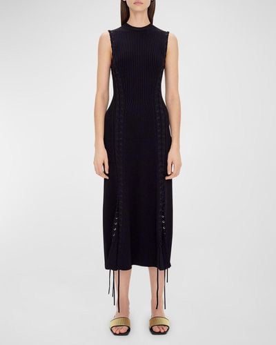 Jonathan Simkhai Lorena Lace-Up Knit Sleeveless Midi Dress - Black