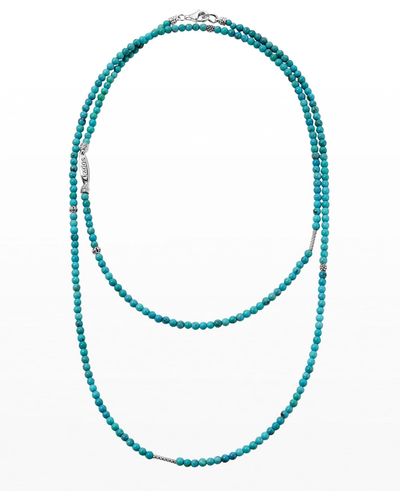 Lagos Caviar Icon Long Single-strand Bead Necklace, 34" - Blue