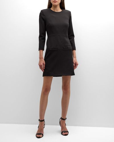 Veronica Beard Channing 3/4 Sleeve Mini Dress - Black