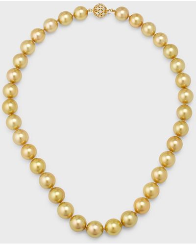 Belpearl 18k Yellow Gold South Sea Pearl And Diamond Necklace - Metallic
