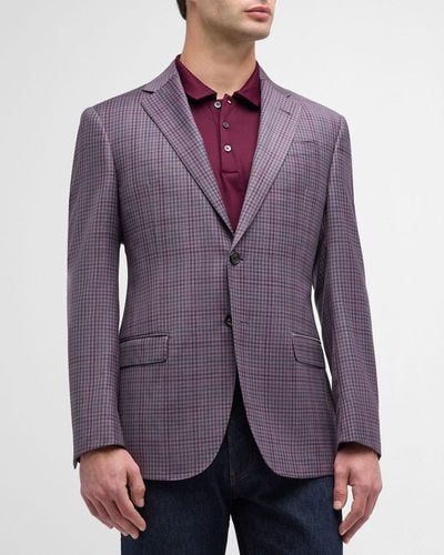 Emporio Armani Check Wool Sport Coat - Purple