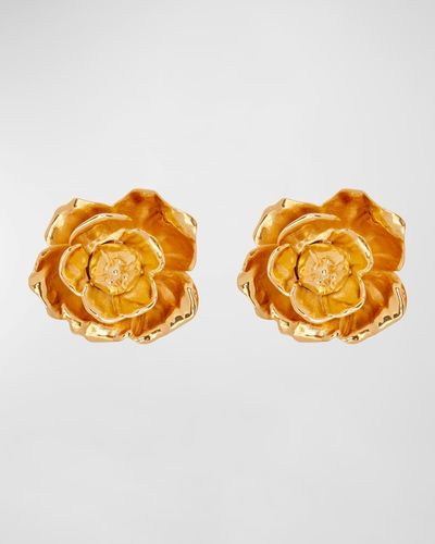 Oscar de la Renta Gardenia Stud Earrings - Orange