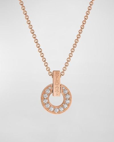 BVLGARI Rose Gold Diamond Pendant Necklace - White
