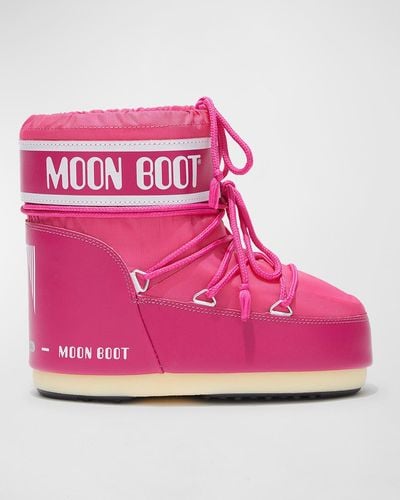 Moon Boot Classic Bicolor Lace-up Short Snow Boots - Pink