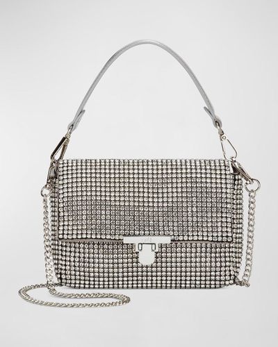Rafe New York Sarita Crystal-embellished Flap Clutch Bag - Gray