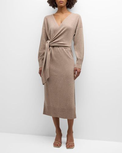 Jonathan Simkhai Skyla Cotton Cashmere Midi Wrap Dress - Natural