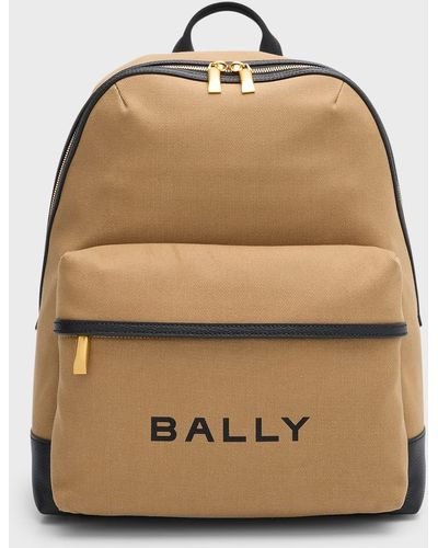 Bally Treck Fabric And Leather Backpack - Natural