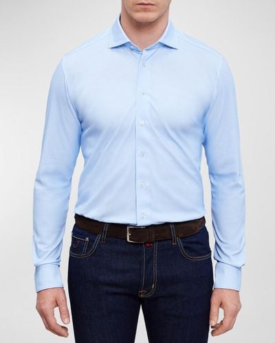 Emanuel Berg Modern 4 Flex Stretch Knit Sport Shirt - Blue