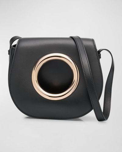 Gabriela Hearst Ring Flap Leather Crossbody Bag - Black