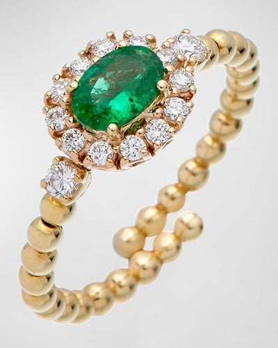 Krisonia Emerald And Diamond Spring Ball Bracelet In 18k Yellow Gold - Metallic