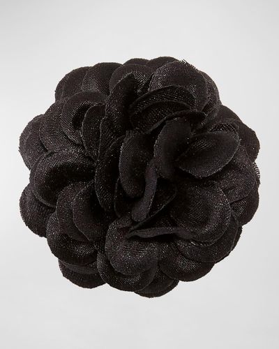 Hook + Albert Satin Dahlia Flower Lapel Pin, Black