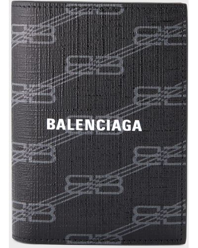 Balenciaga Monogram Coated Canvas Bifold Wallet - Black