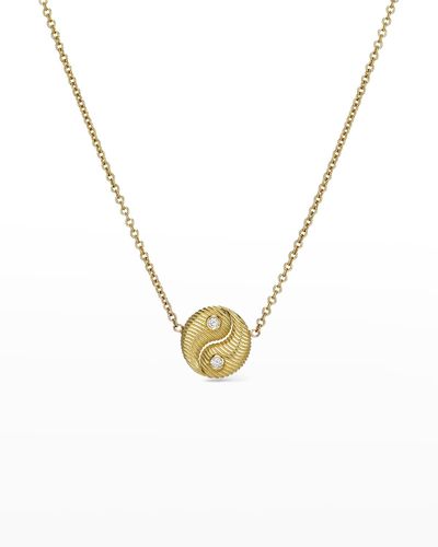 Retrouvai Yellow Gold Mini Yin Yang Pendant Necklace - Metallic