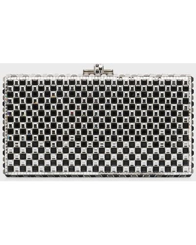 Judith Leiber Sleek Rectangle Chessboard Clutch With Removable Chain Strap - Black