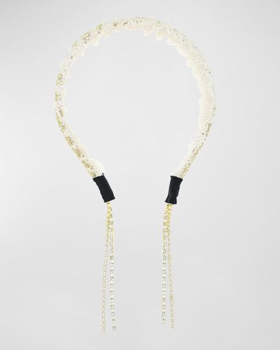 L. Erickson Anthea Embellished Tulle Headband - Natural