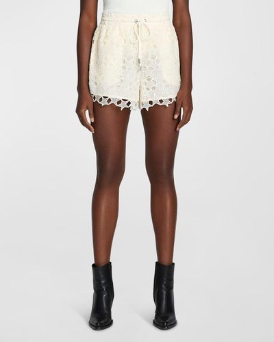 7 For All Mankind Drawstring Star Lace Shorts - White
