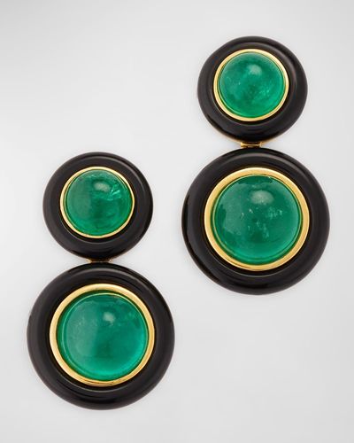 Goshwara 2-Row Round Earrings With Onyx And 18K - Green