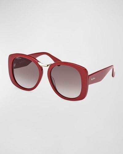 Max Mara Bridge Acetate Butterfly Sunglasses - Red