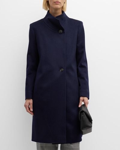 Fleurette Vick Wool Overcoat - Blue