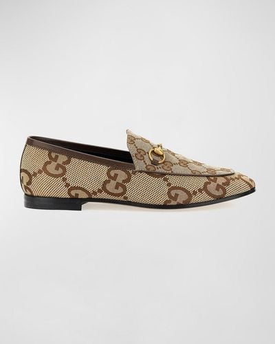 Gucci New Jordaan Gg Canvas Loafers - Natural