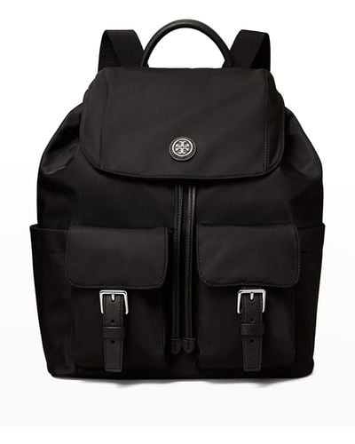 Tory Burch Virginia Nylon Flap Backpack - Black