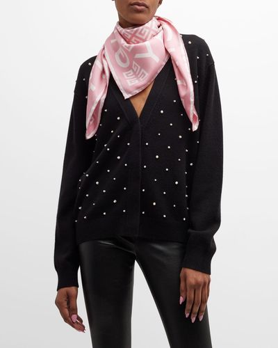 Givenchy Pink 4g Monogram Silk Square Scarf - Black