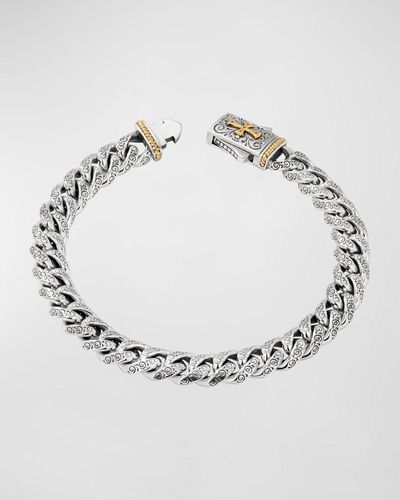 Konstantino Engraved Chain Bracelet With 18K Cross - Metallic