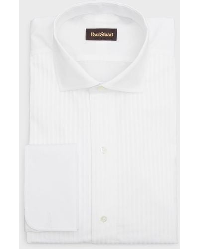 Paul Stuart Solid Pleated Dress Shirt - White