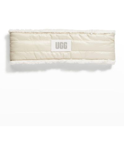 UGG Quilted Logo Sherpa Headband - Natural