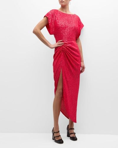 In the mood for love Bercot Sequined Cocktail Dress - Red