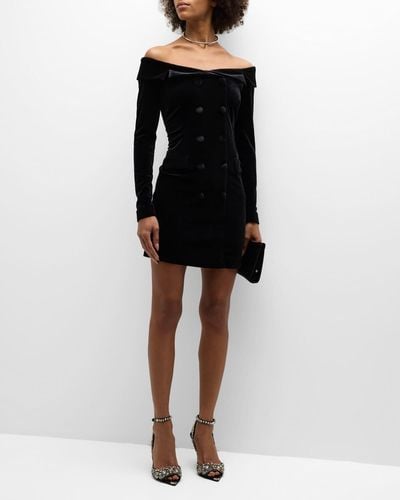 L'Agence Micaela Off-Shoulder Blazer Mini Dress - Black